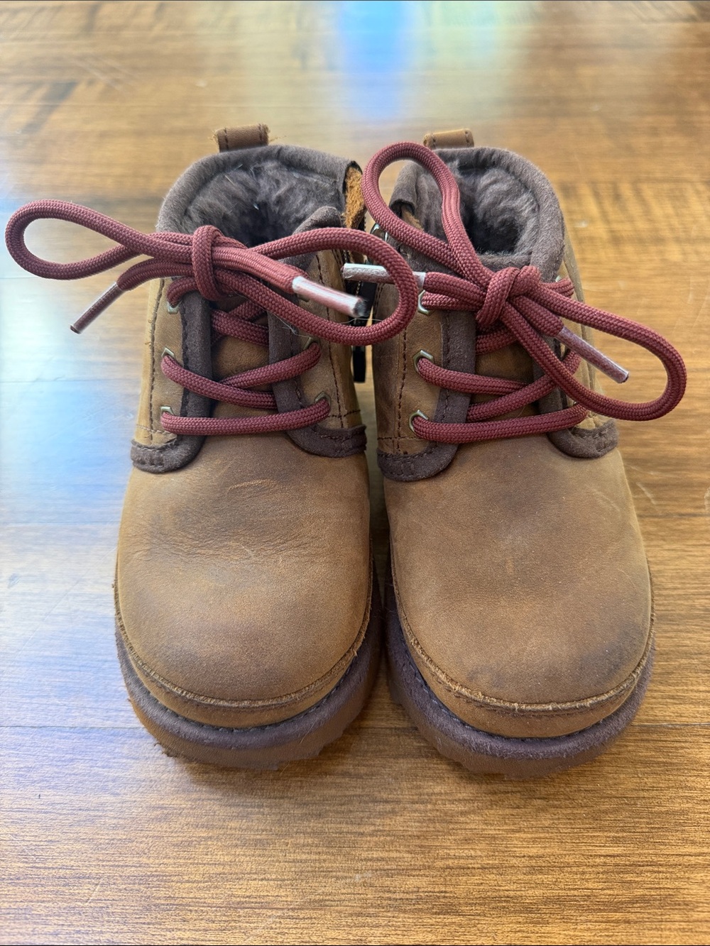 Kids Ugg Brown Faux-Fur Lined Lace-Up Boots